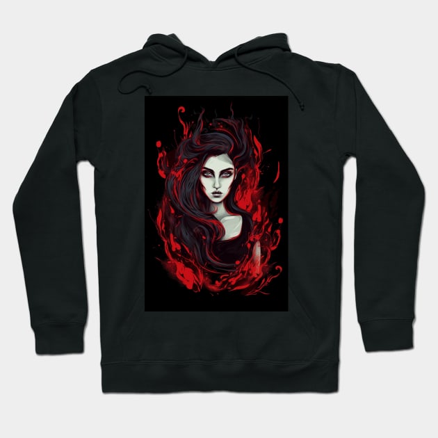 Gothic Woman in Flames Hoodie by RichieDuprey